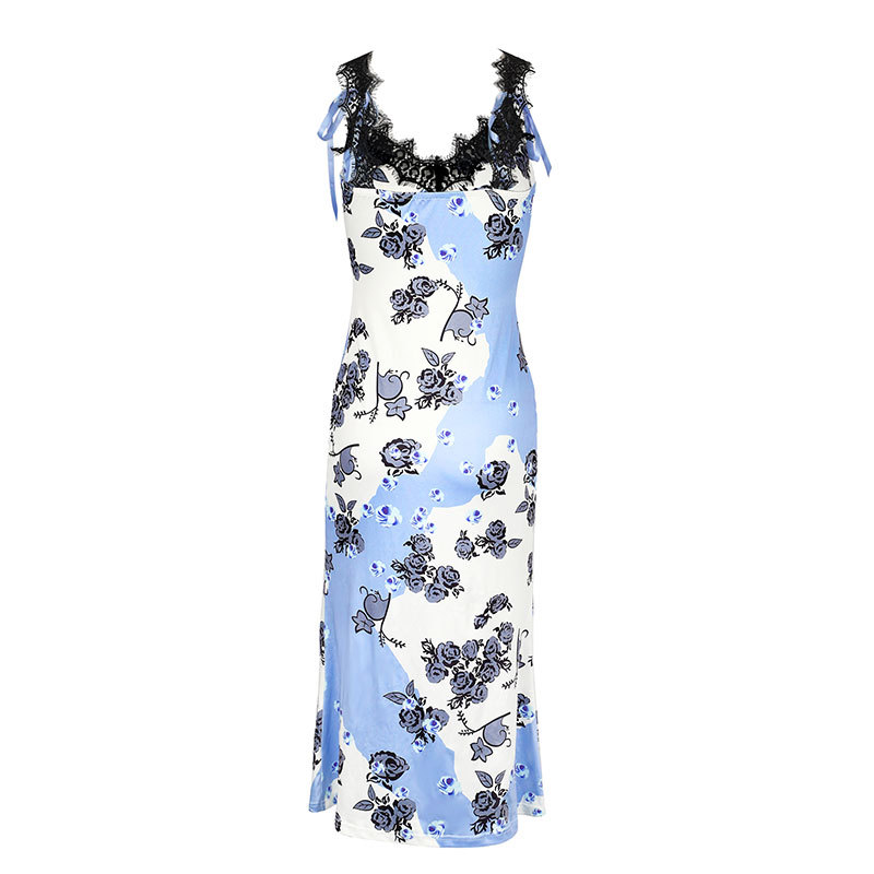 Strapless Sleeveless Slim Patterned Maxi Dress