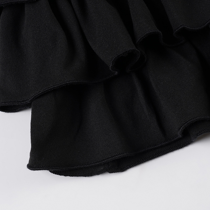 Sweet and Spicy Style Tube Top Waist-Cinching Fluffy Cake Skirt Design Eyelet Perforated Mini Short Dress