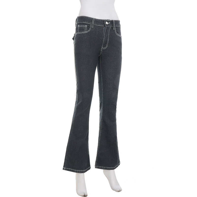Street Style Simple Retro Slim Low Waist Straight Leg Jeans Elegant Commuting Versatile Casual Pants