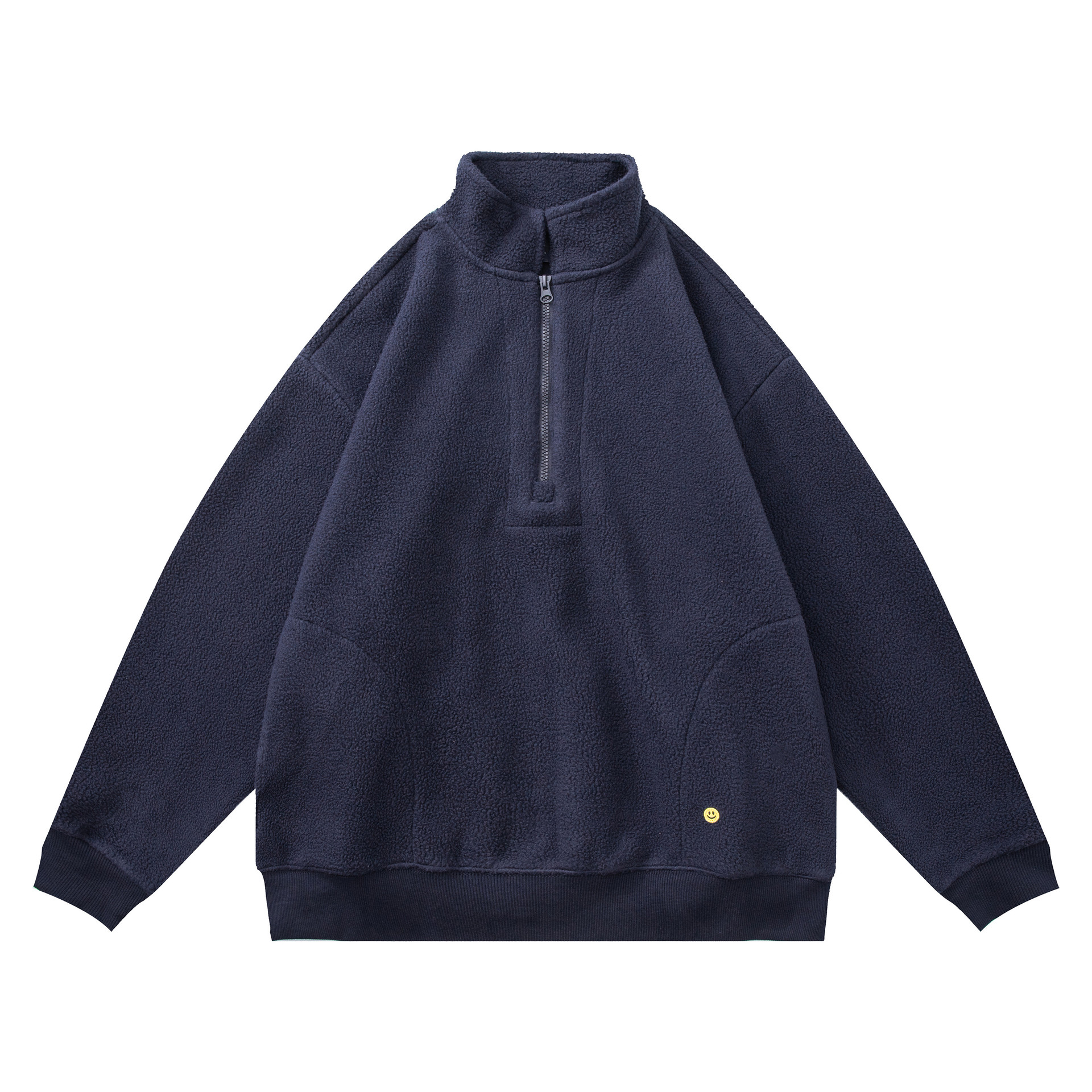 Oversized Graphic Emoji Partial Zipper Hoodie