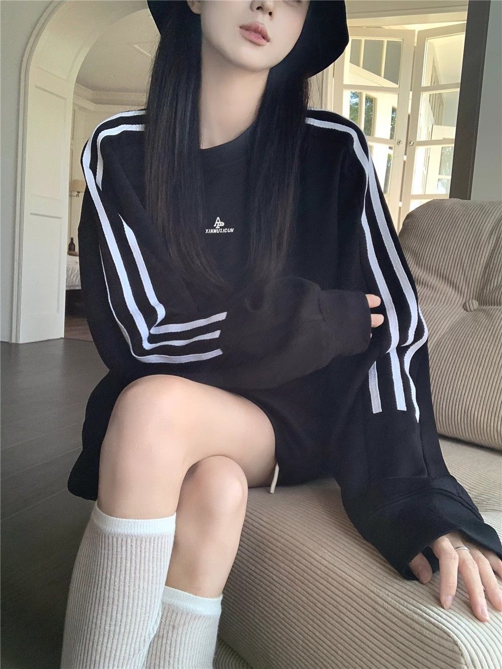 Oversized Japanese Korean Hip-Length Crew Sweater