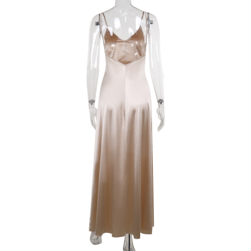 High Waist Polyester Plunging Low Back Dress