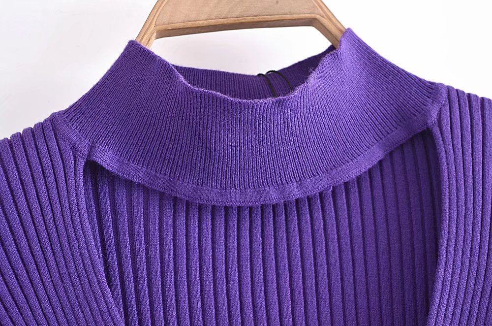 Autumn And Winter New Cross-Hollow Stretch Slim Ladies Cross-Knit Sweater Casual Wear