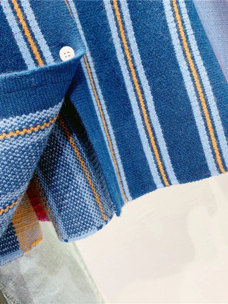 Ladies Multi Oversized Button-Front Cotton Cardigan