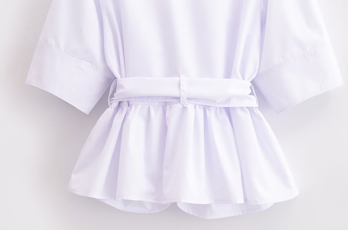 V-neck bow tie tied shirt top for women