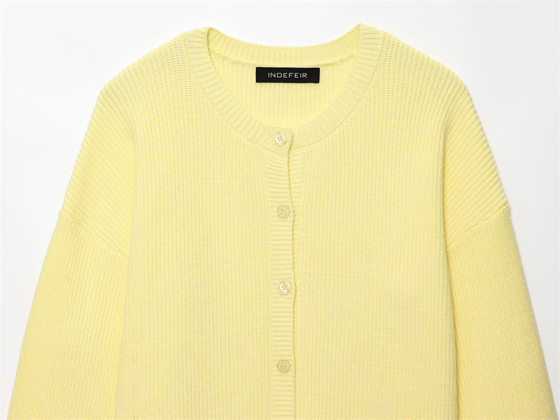 Spring New Style Round Neck Solid Color Loose Fit Pullover Unique Versatile Elegant Commuter Knitwear