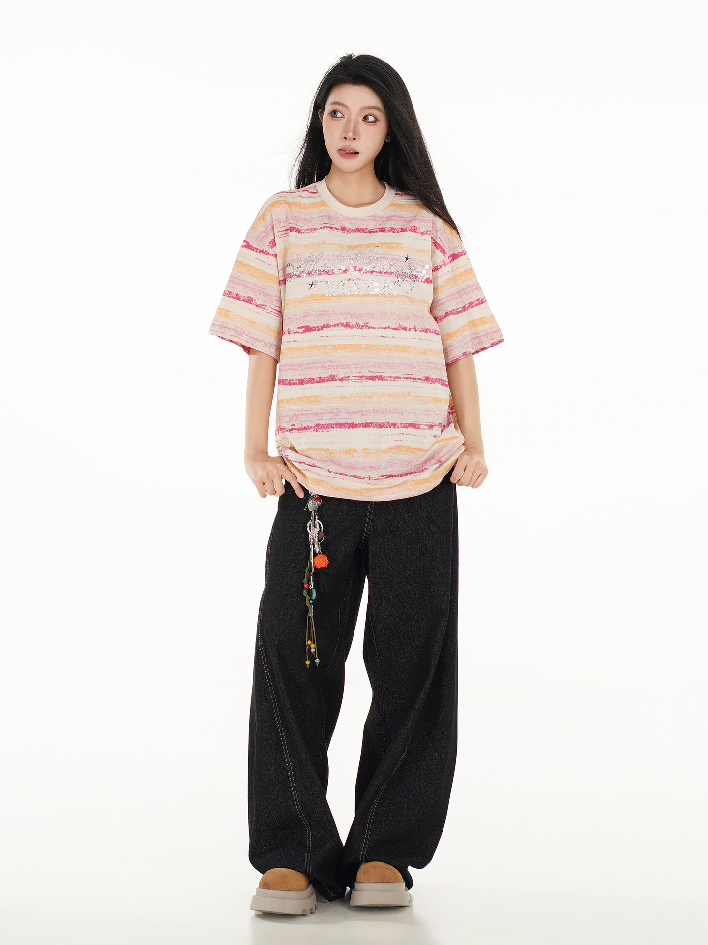 His & Hers Vintage Crystal-Banded Oversized Crewneck Tee