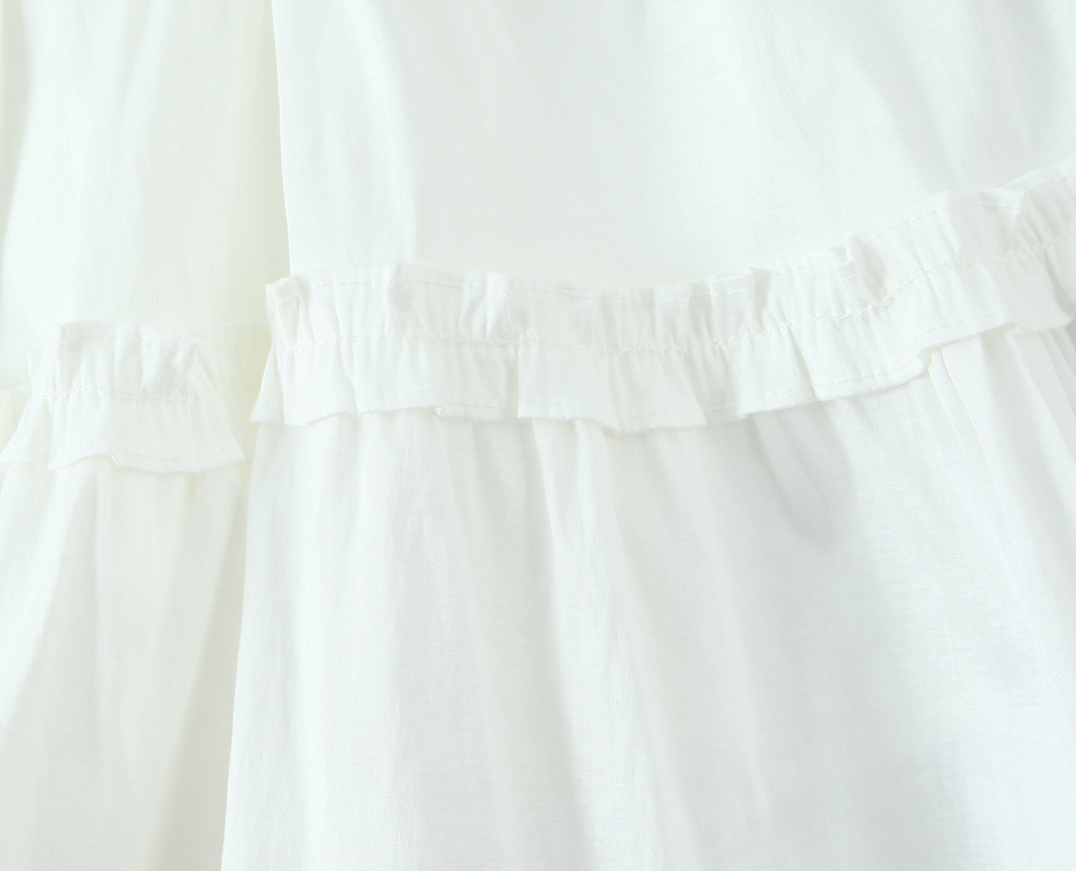 White Bow Layered Dress with Ruched Silhouette and Strapless Design