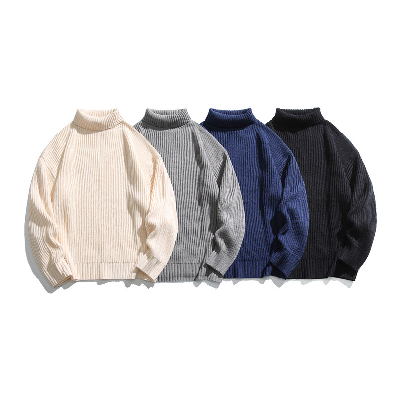 Oversized Japanese Workwear Jacquard Turtleneck Sweater