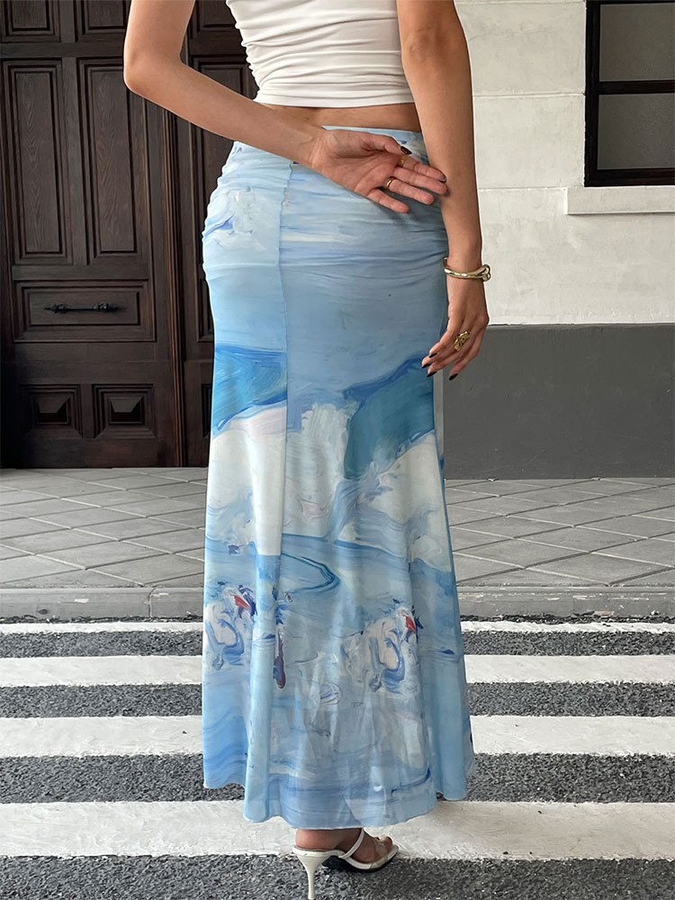 Soft Glossy Swirl Polyester Skirt