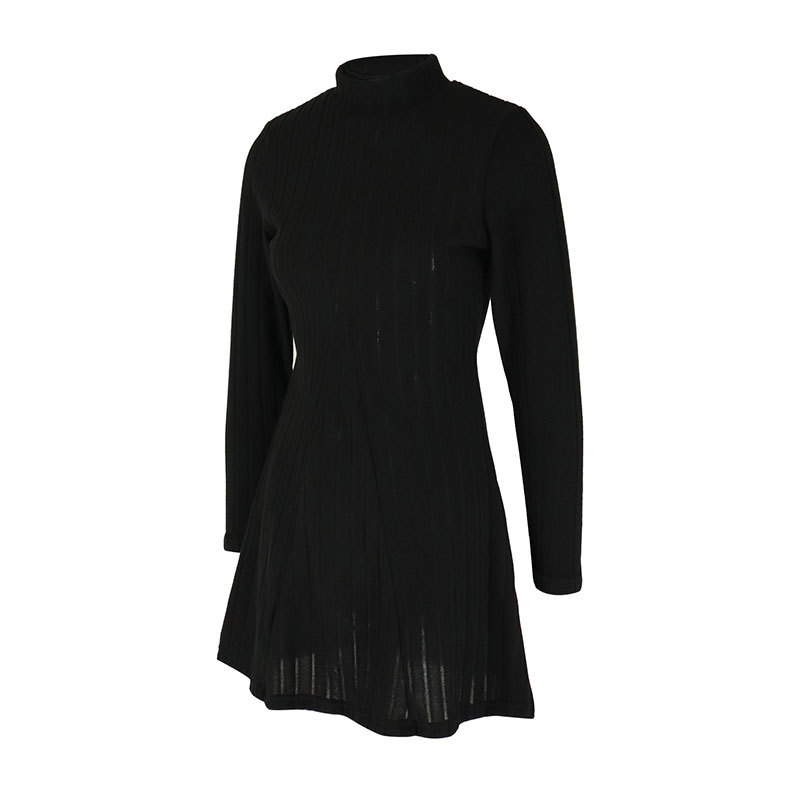 Ladies U-Neck Fitted Barred Dress