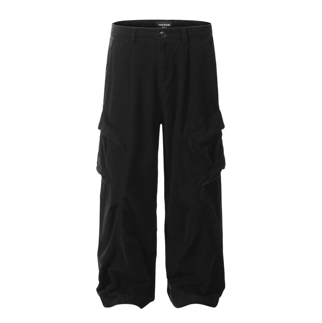 Pants with Multiple Pockets Design Wide Leg Casual Trousers for Men and Women
