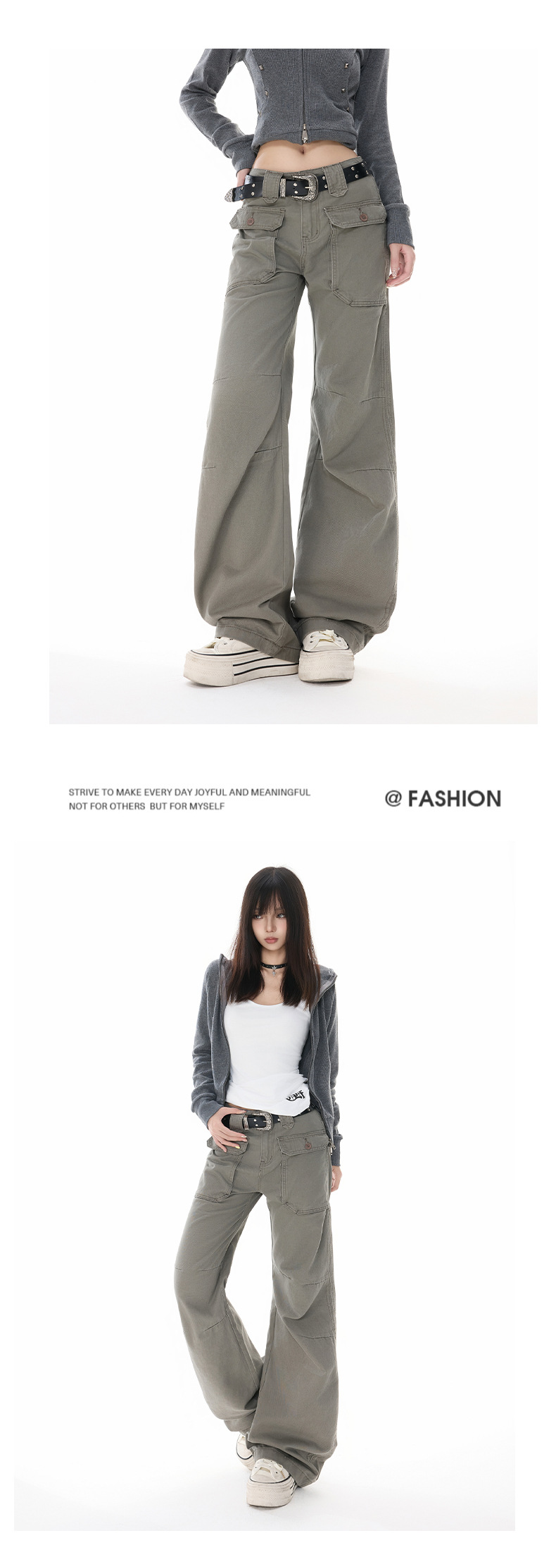 Women's Multi-Pocket Flared Work Jeans with Pleated Design and Low Waist Bootcut Style