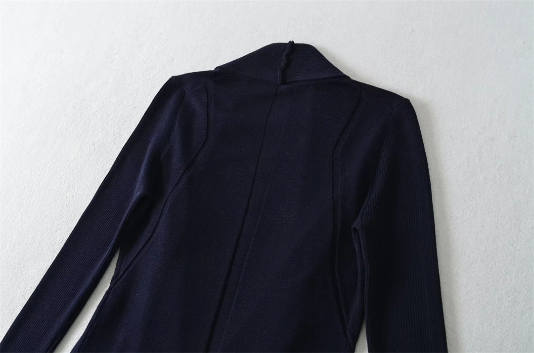 Ladies Plain Knit Irregular Silhouette Cardigan