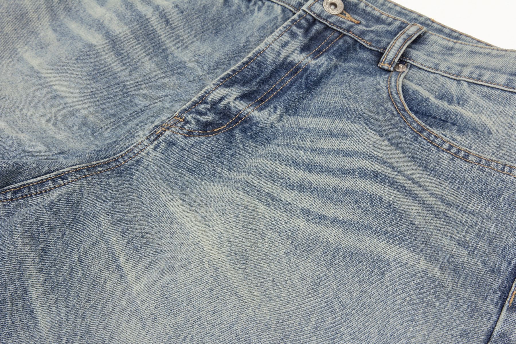 Street Style Unisex Vintage High-End Cat Whisker Washed Design Men's Loose Casual Jeans