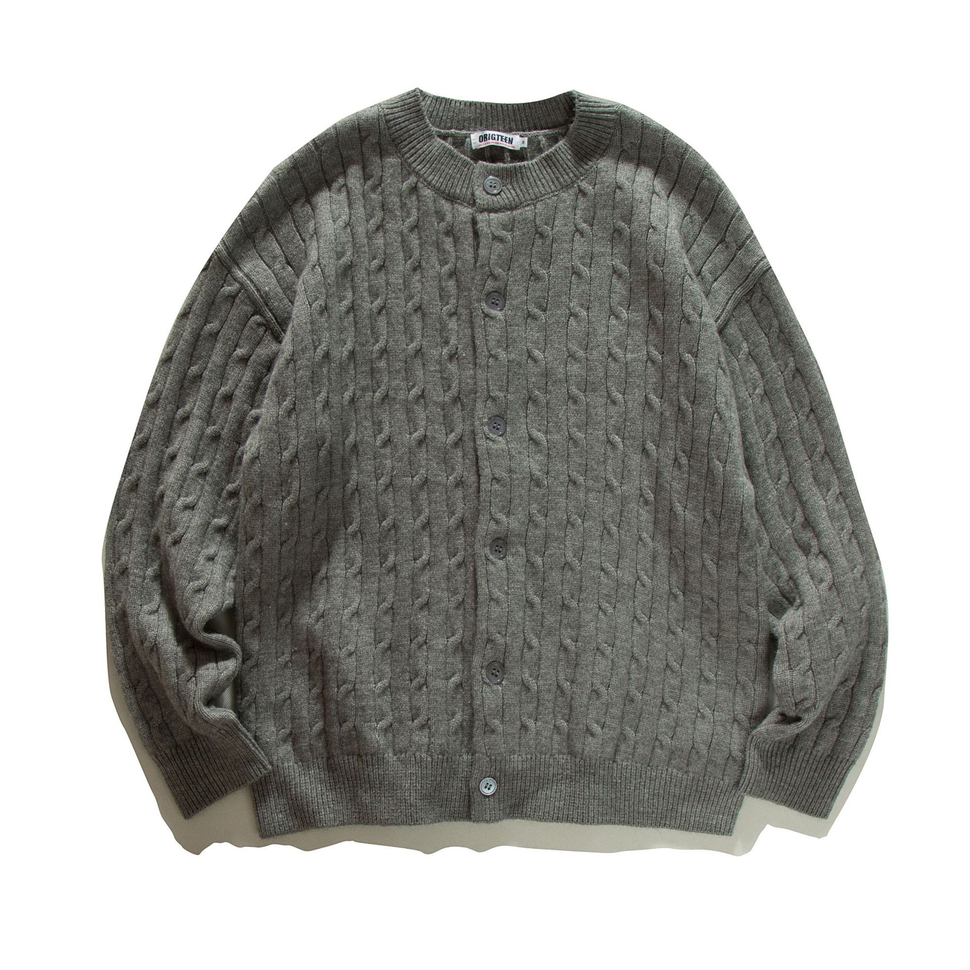 Jacquard Acrylic Loose Fit Long Sleeve Cardigan
