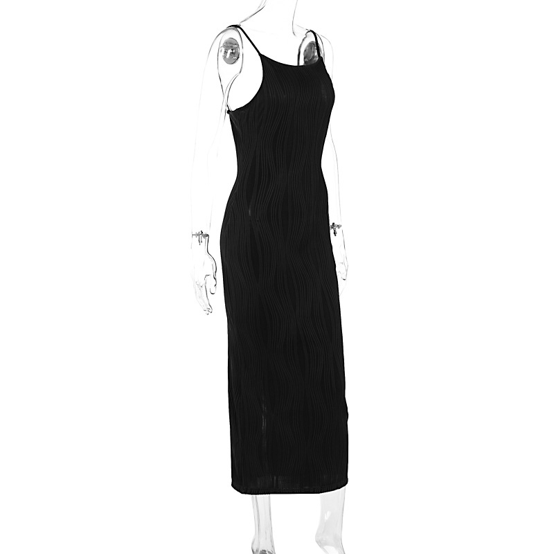 Open Back Sleeveless Collarless Polyester Mid Waist Dress