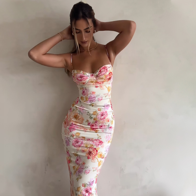 Collarless Sleeveless Straight Cut Mid Waist Polyester Dress