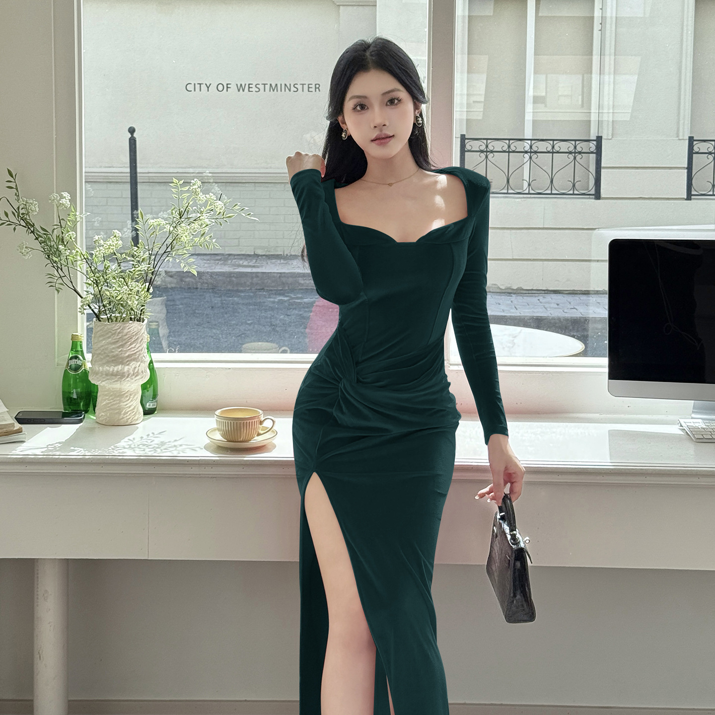 Bodycon Maxi Dress with Side Split