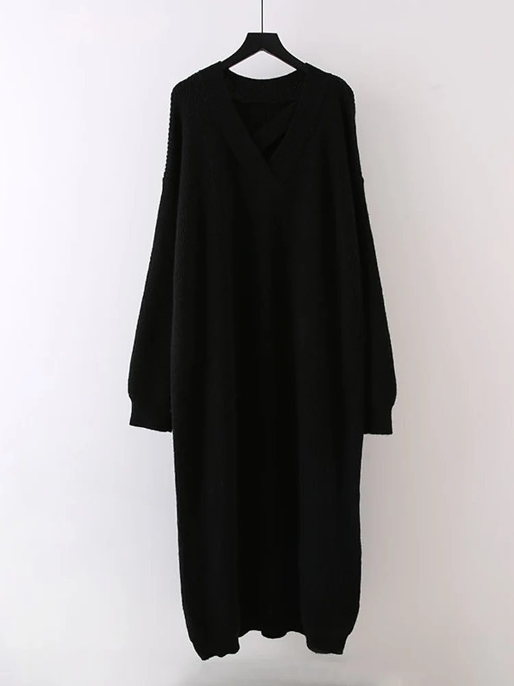 Plain Acrylic Fall Midi Dress Relaxed Fit