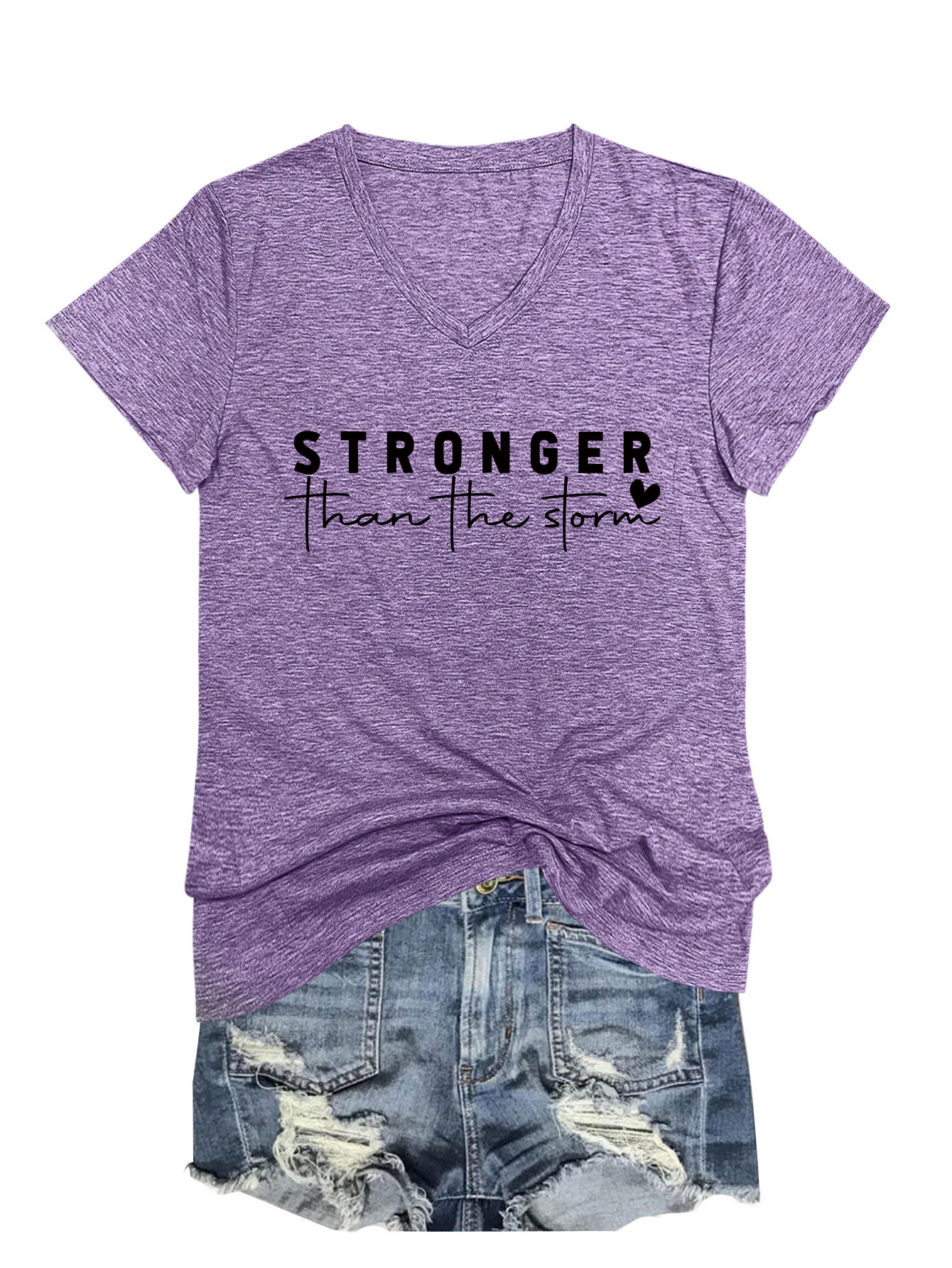 Geometric Print Plunge Front Ladies Tee