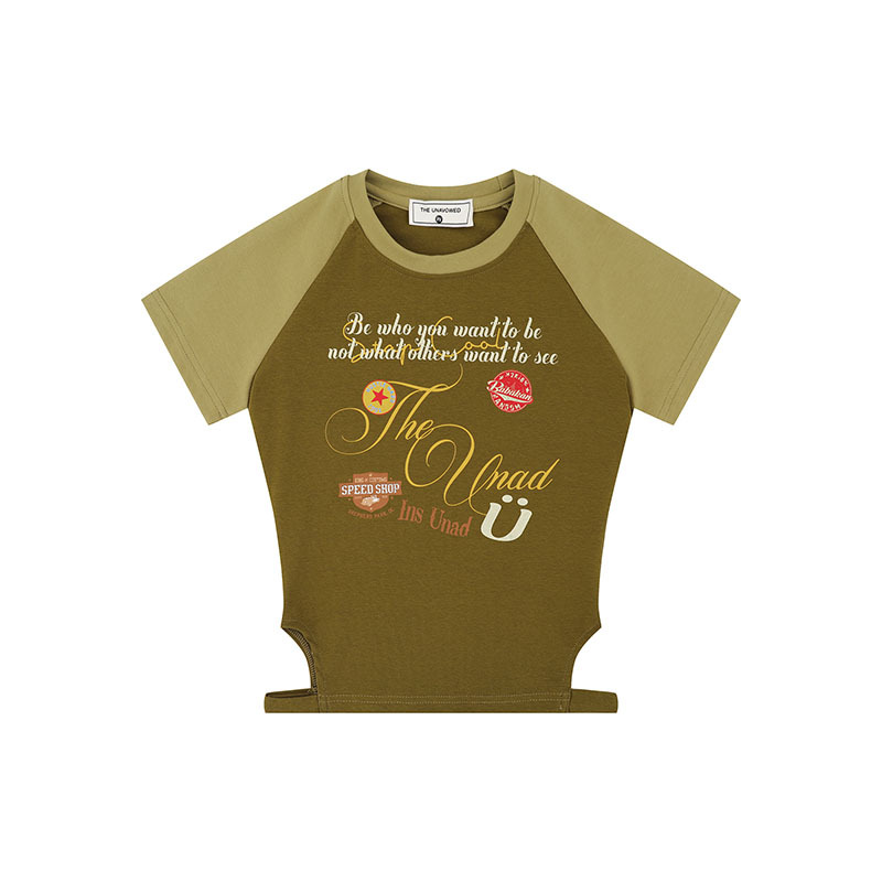 Ladies Contrast Yoke Cotton T-Shirt
