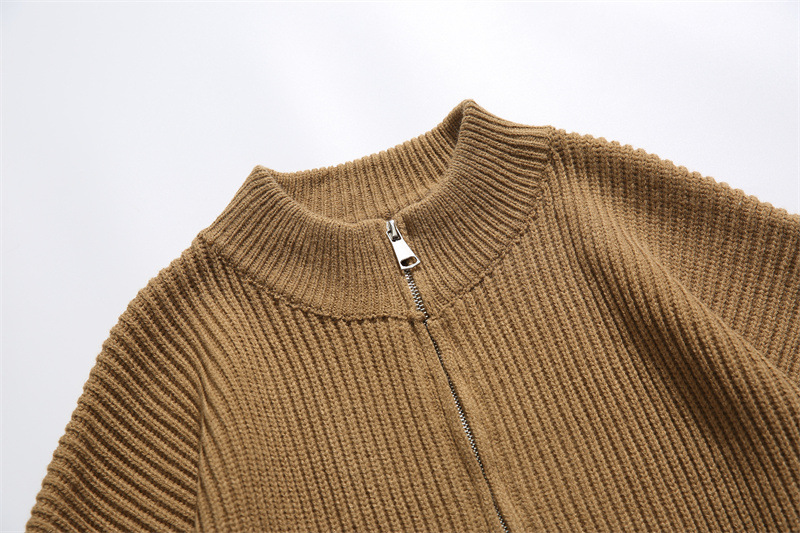 Japanese Workwear Plain Zip Front Cardigan