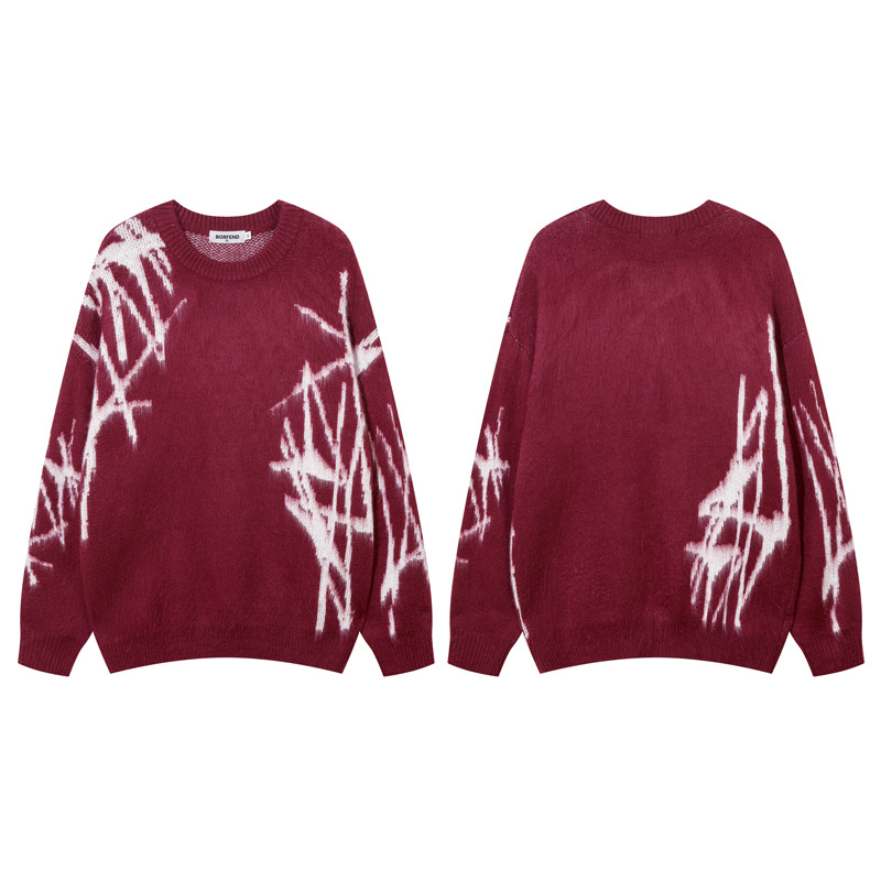 Slouchy Long Sleeve Cotton Polyester Crew Collar Sweater