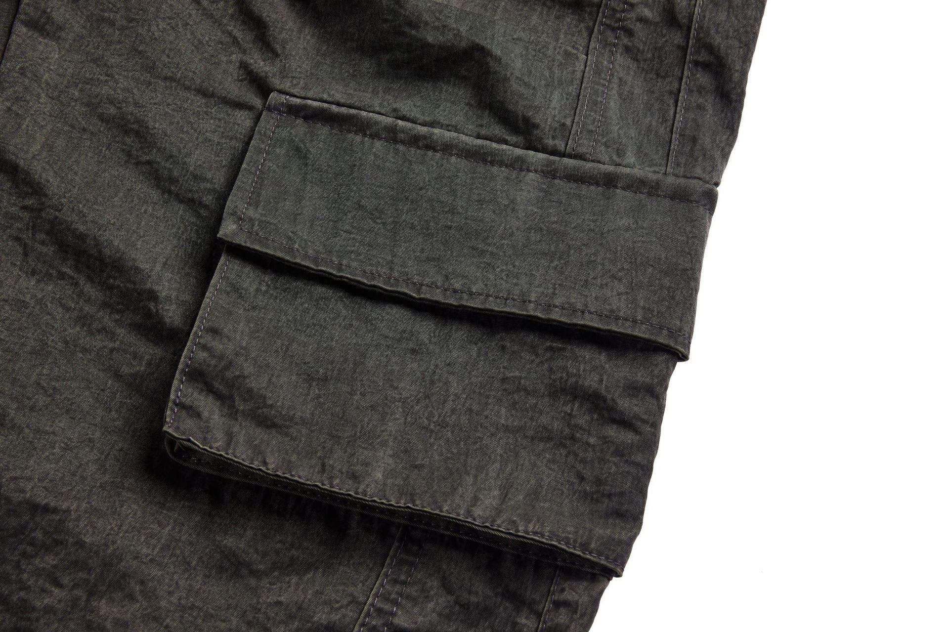 Pleated Layered Design Military Green Multi-Pocket Button Cargo Casual Trousers for Men and Women