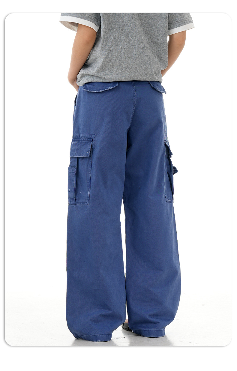Denim Work Pants with Drawstring and Multiple Pockets for Men and Women