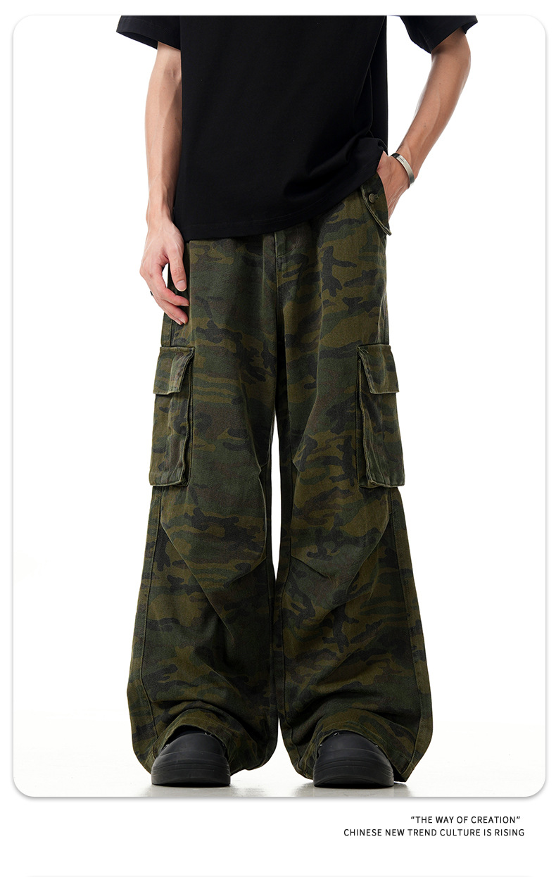 Streetwear Loose Fit with Multiple Pockets Slimming Straight Leg Wide-leg Long Pants