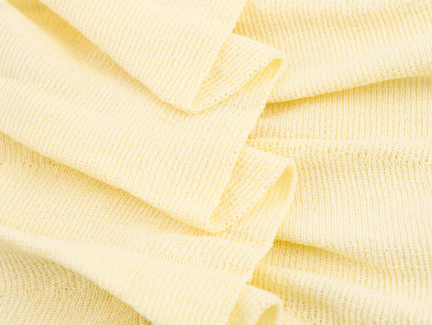 Notch Front Elbow-Length Lemon Polyester Ruched Sweater