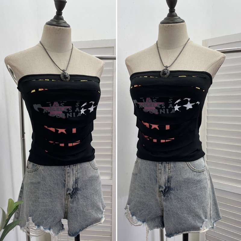 Bardot Cutout Patterned Bandeau Vest