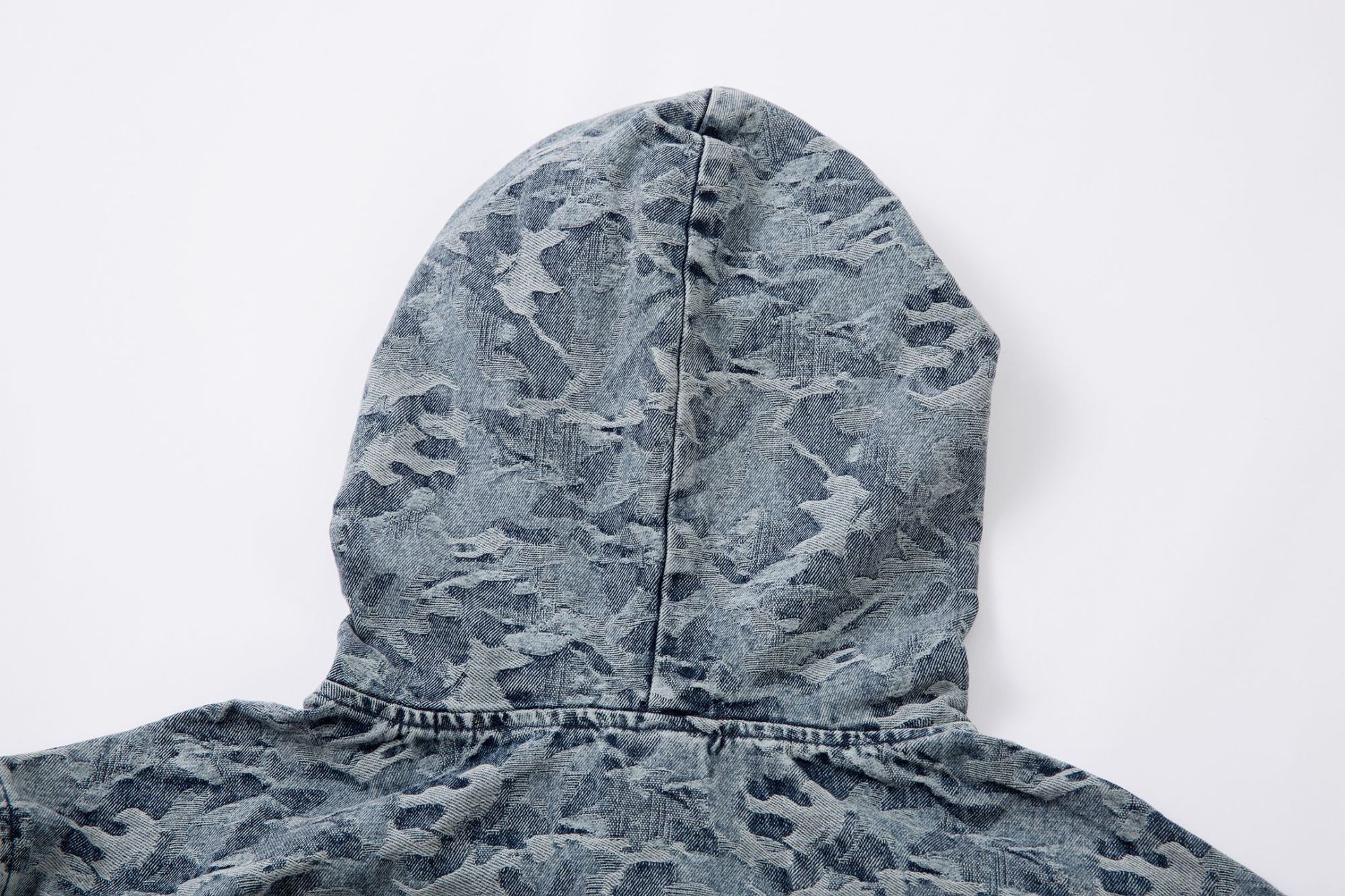 Faded Oversized Heavy Indigo Camo Hoodie