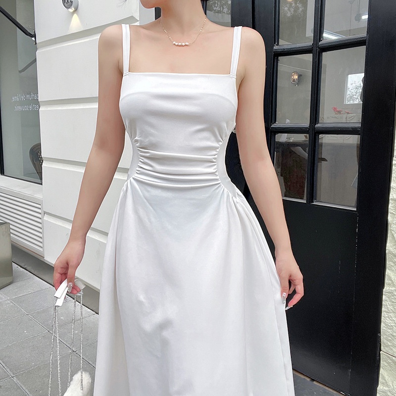 One-Shoulder Sleeveless Polyester Midi Dress