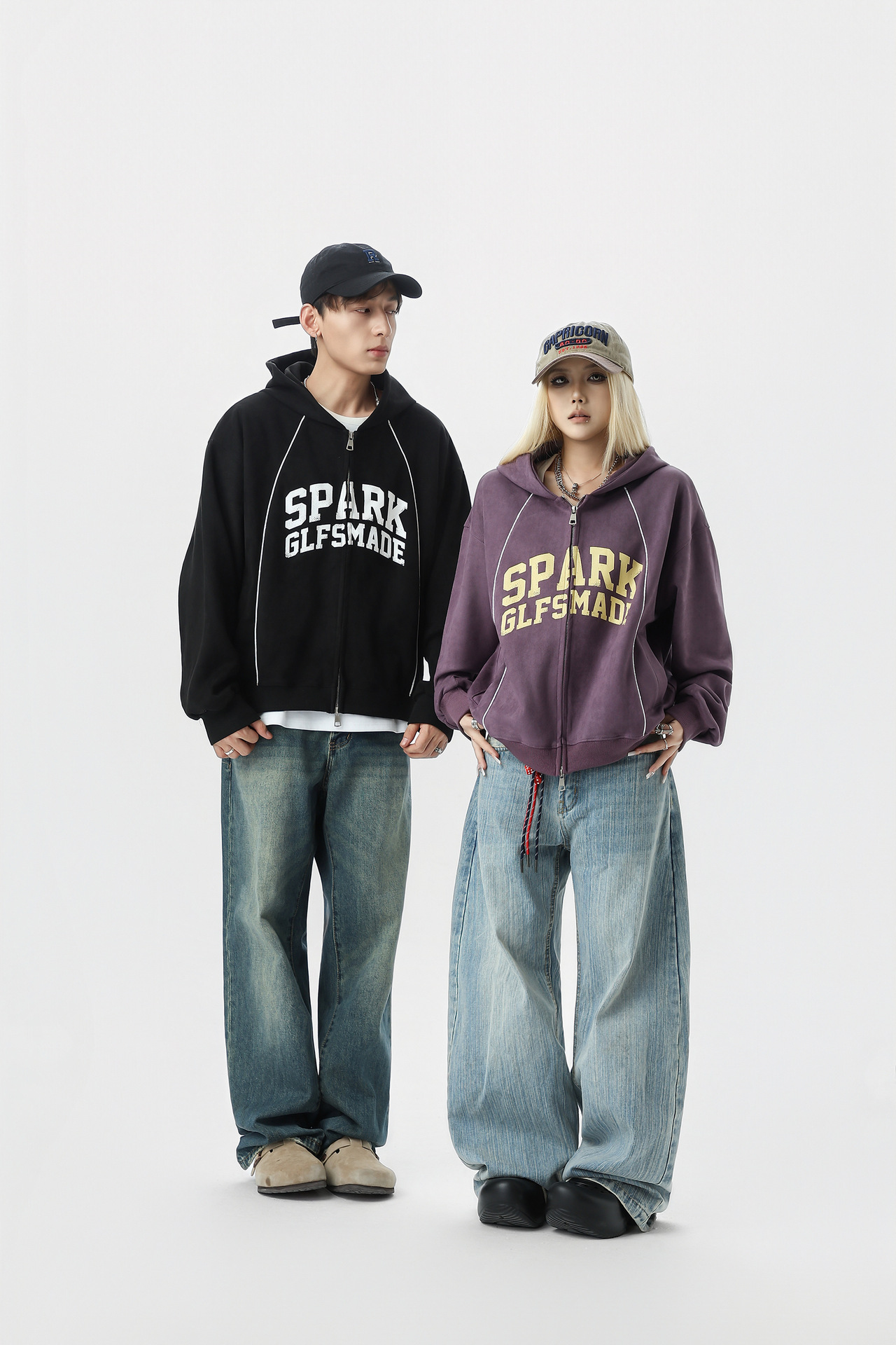 Suede cardigan zipper hoodie