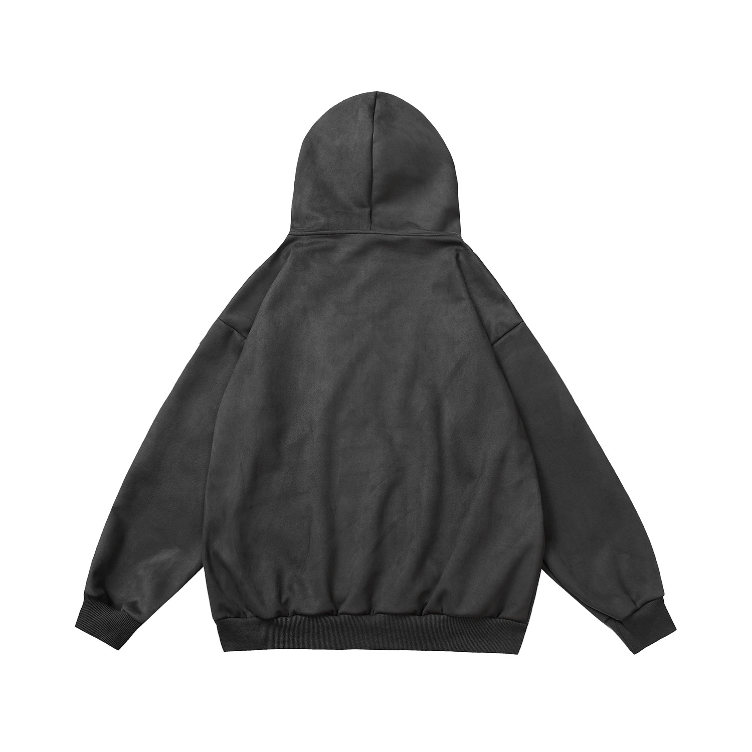 Alphabet embossed zipper jacket deerskin velvet hooded sweatshirt
