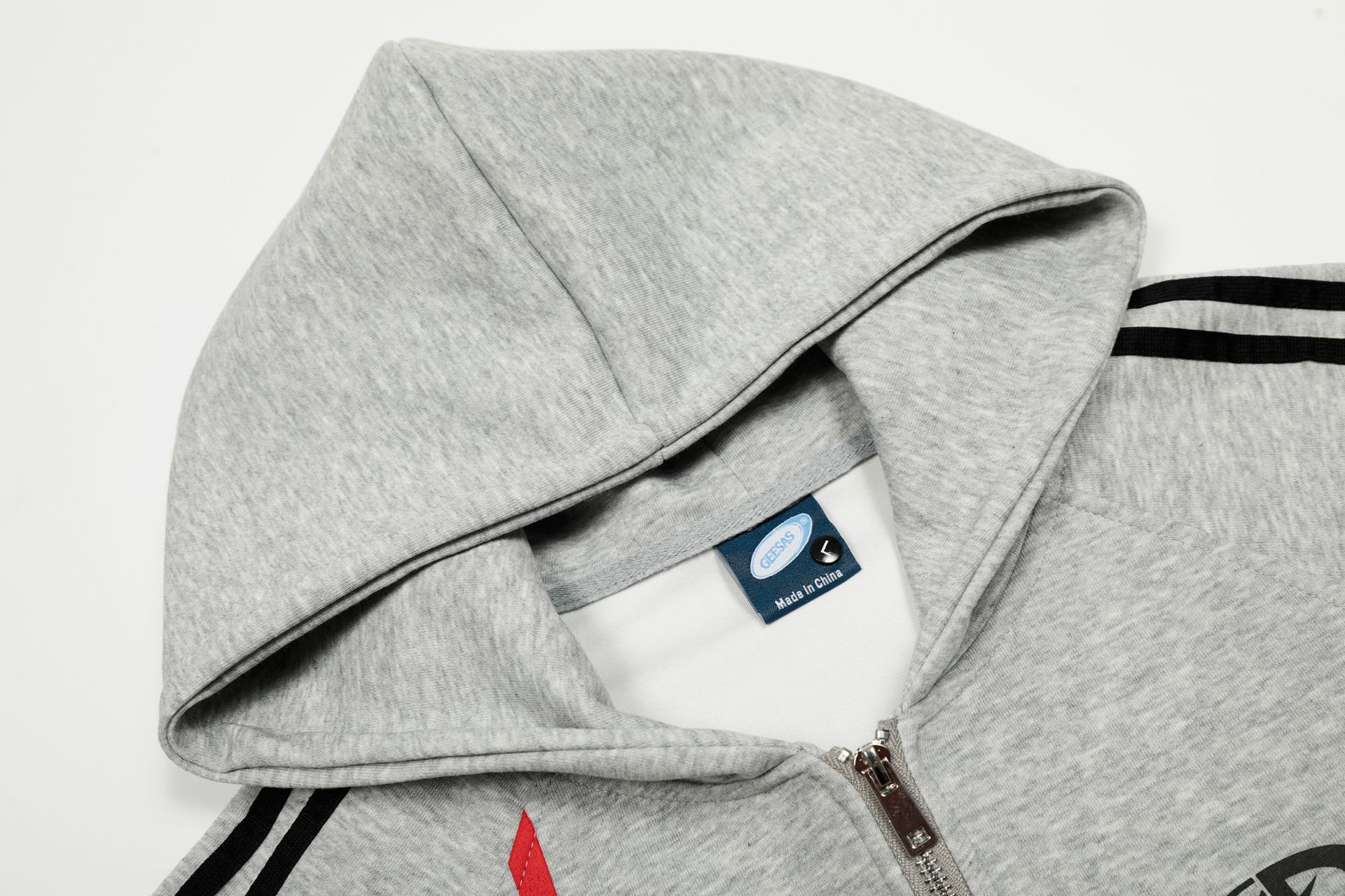 Three bar sports hoodie jacket cardigan sweatshirt for men