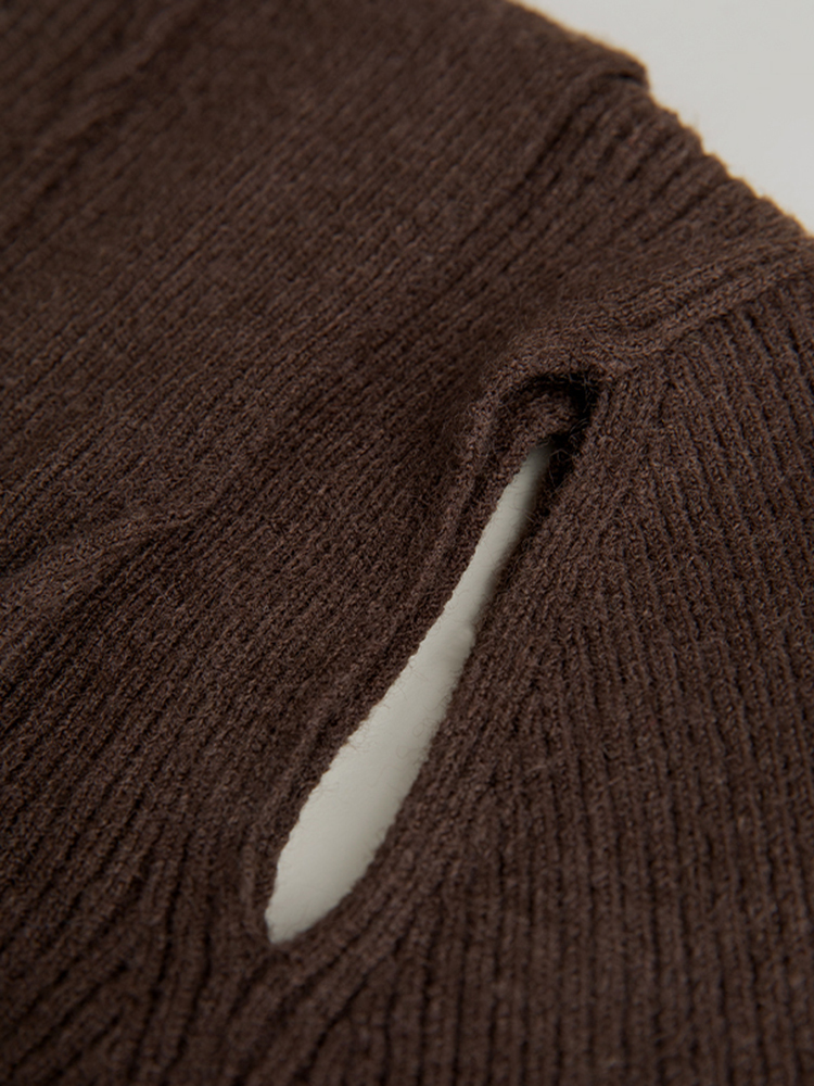 Wool Blend Fitted Crew Sweater