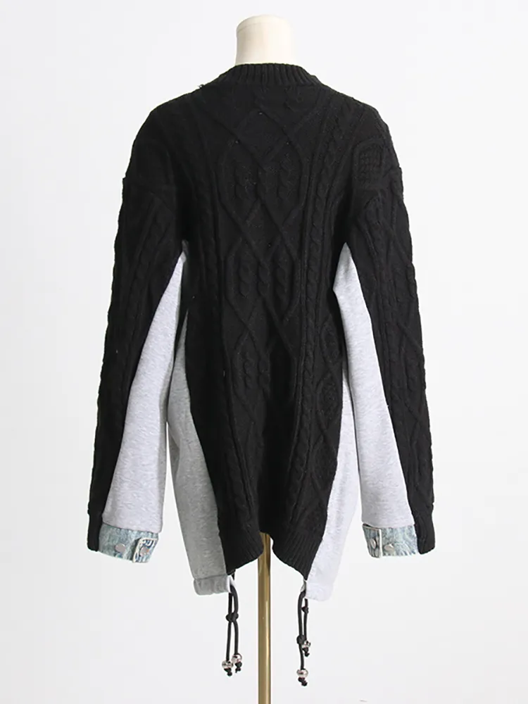 Ladies Oversized Cotton Collet Asymmetric Sweater