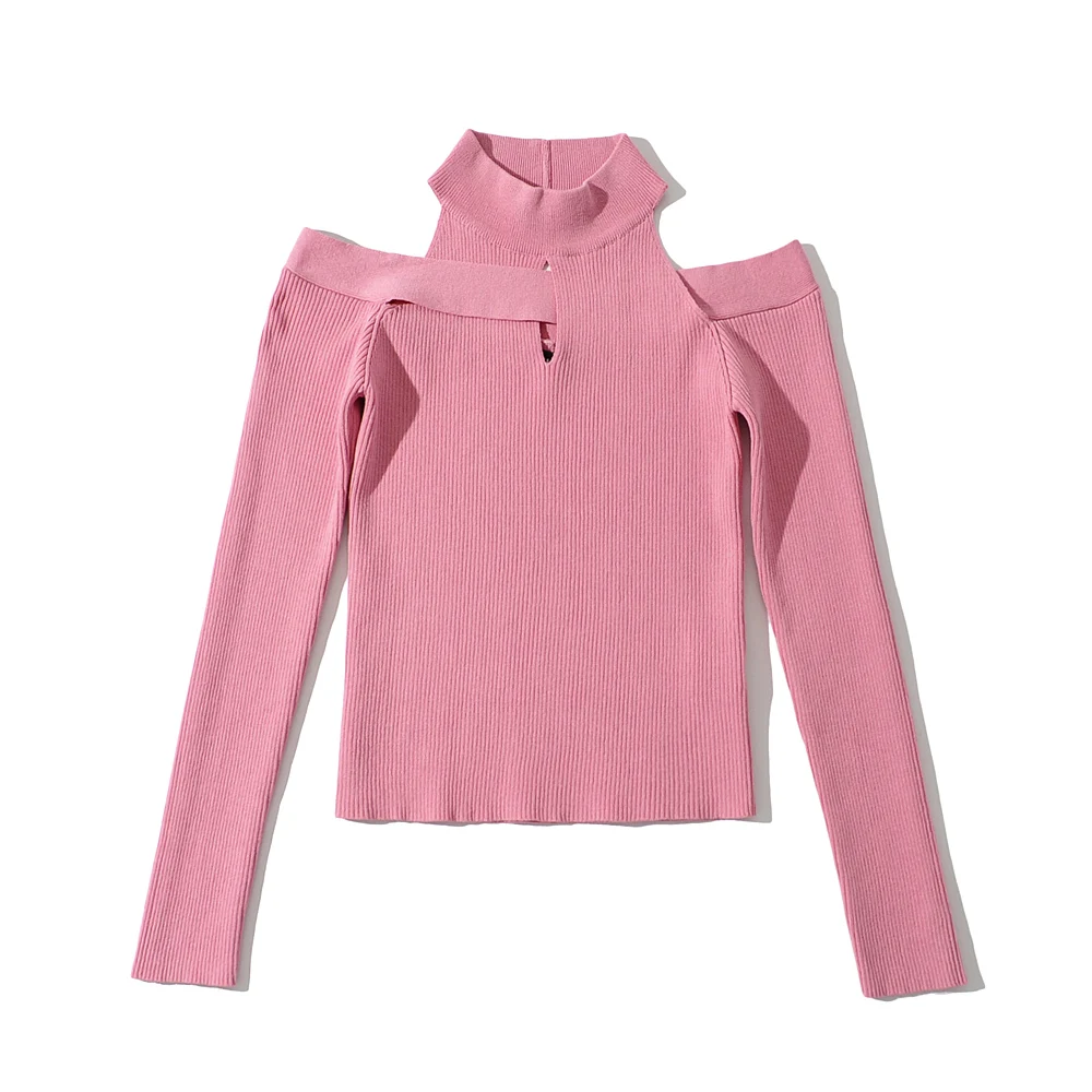 Blush Spandex Upper Arm Cutout Wrap Sweater