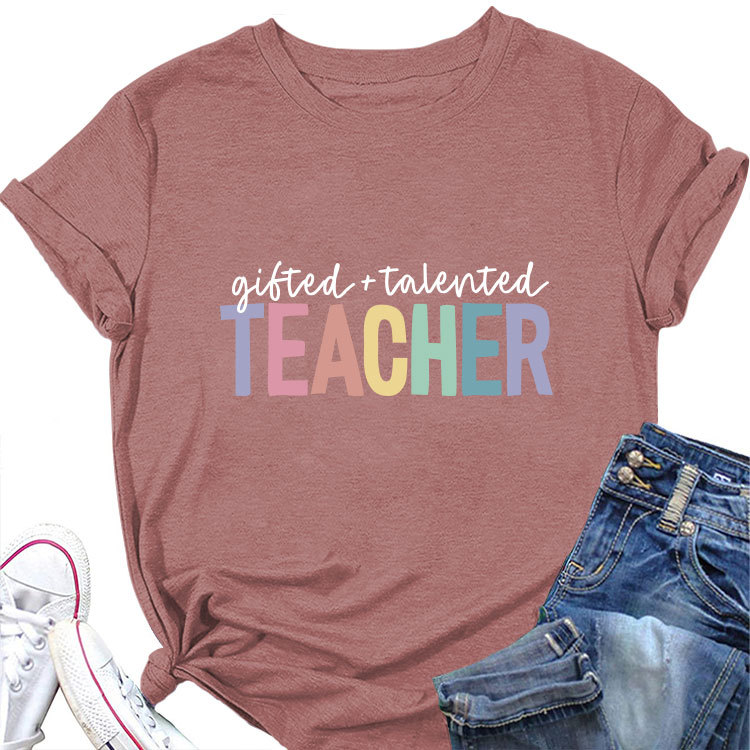 Ladies Geometric Print Crew Neck T-shirt