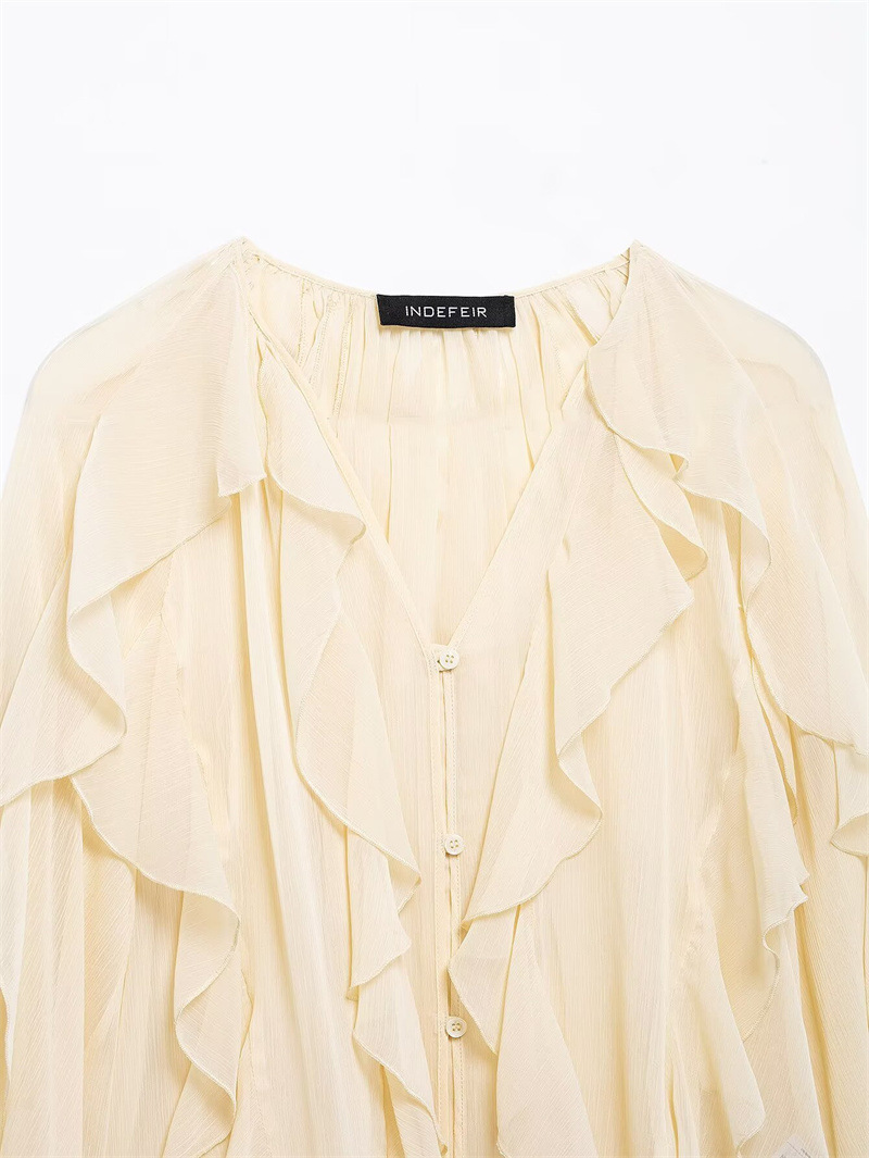 Oversized Solid Ruffled Full Sleeve Shirt