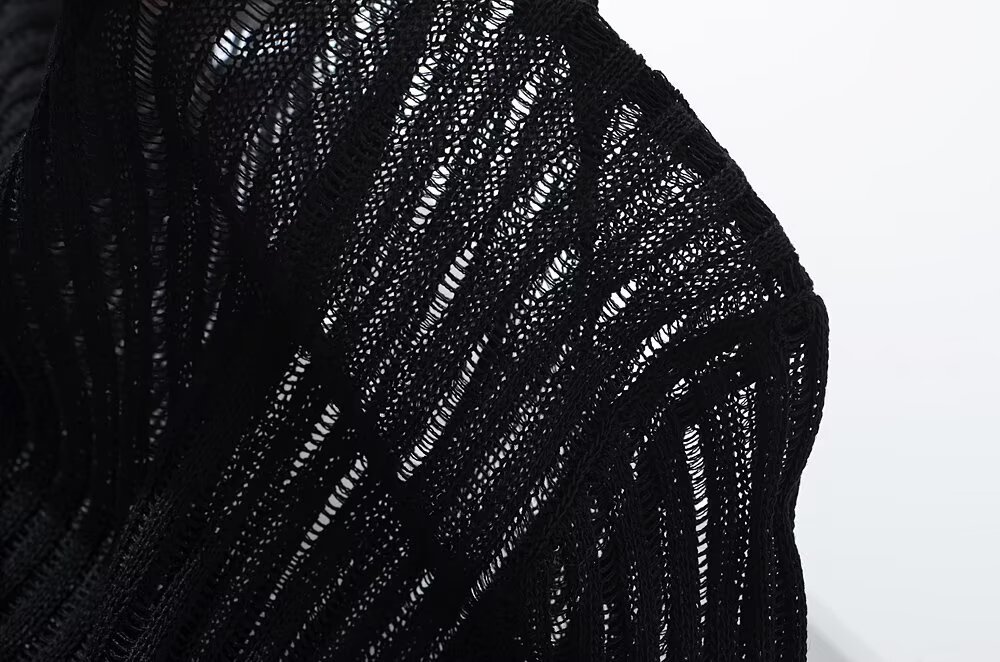 Ladies Solid Sheer Mesh Full Sleeve Pullover
