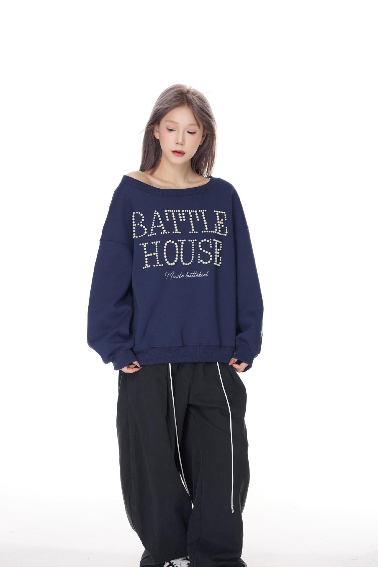 Cotton Asymmetric Monogram Embellished Hoodie
