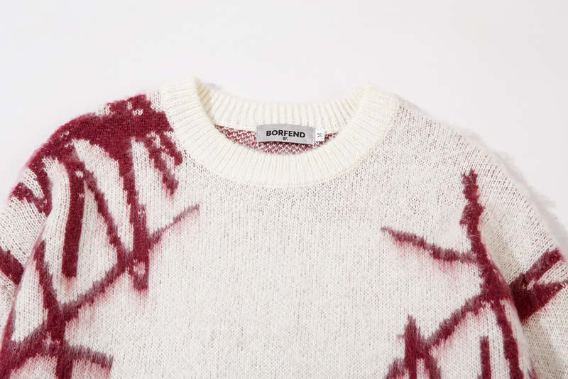 Slouchy Long Sleeve Cotton Polyester Crew Collar Sweater