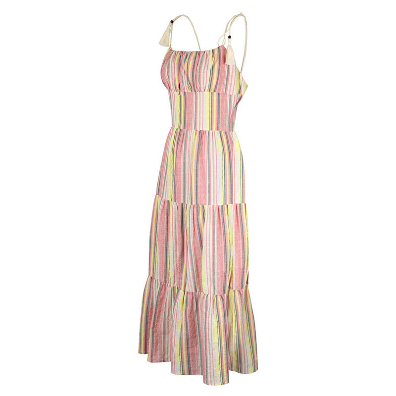 Bandeau Colorblock A-Line Maxi Dress