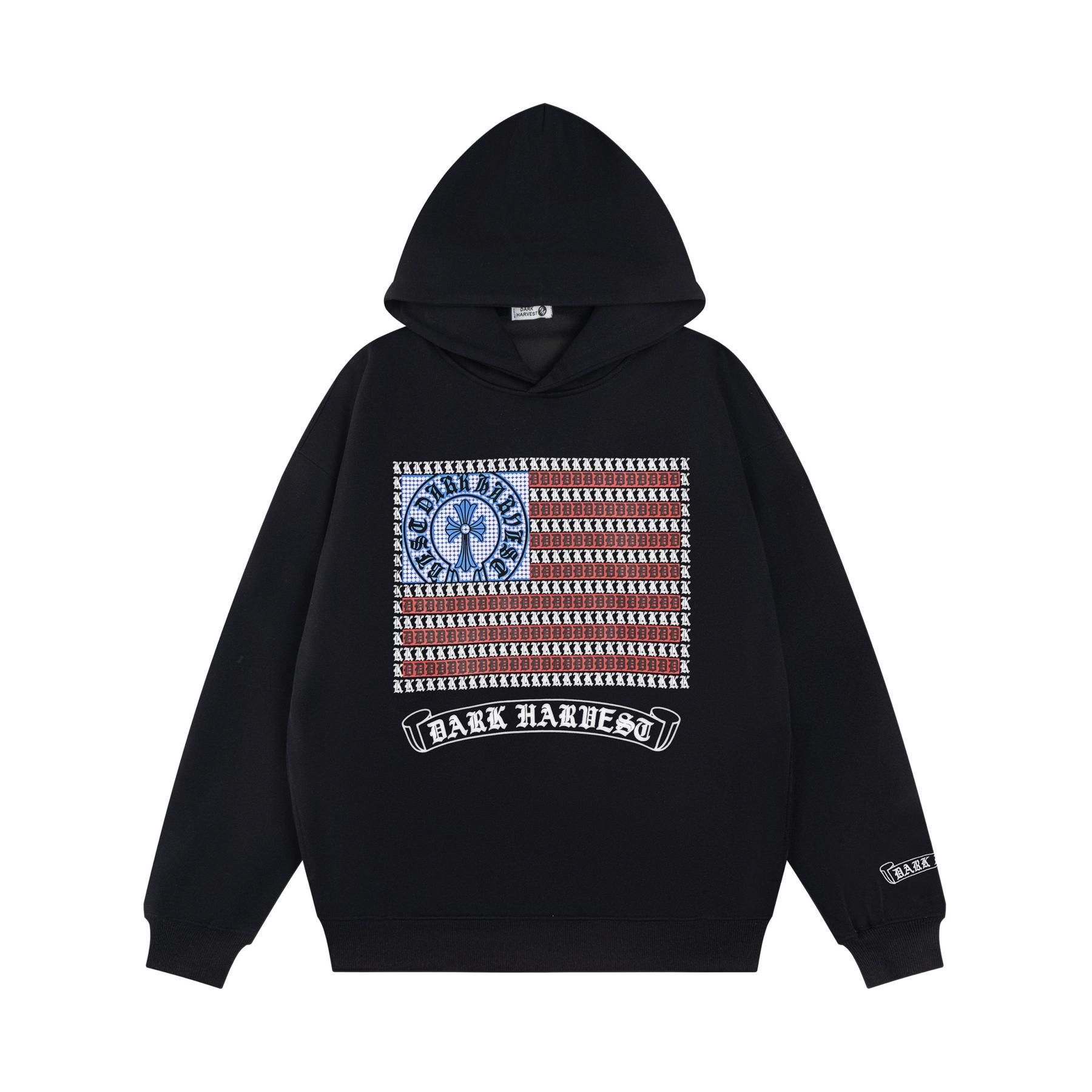 Vintage Emblem Graphic Milk Silk Long Sleeve Hoodie