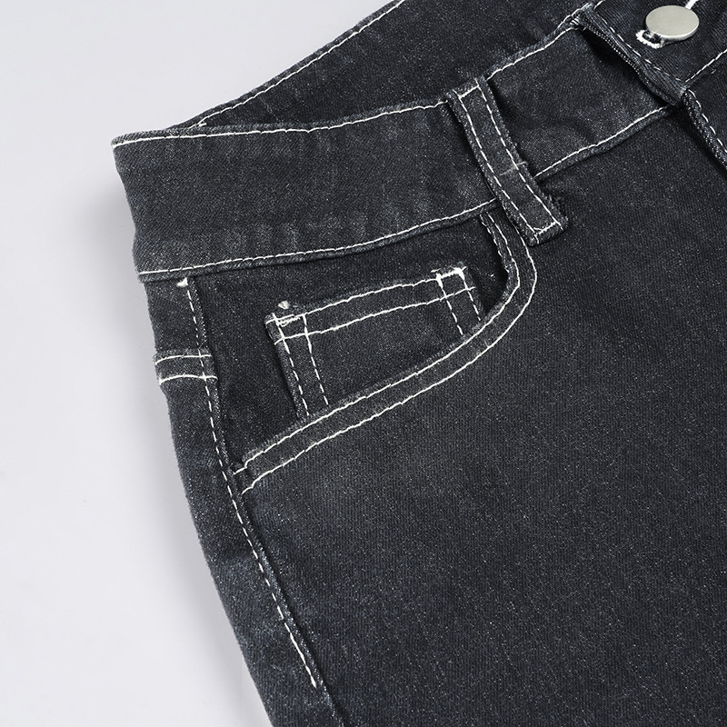 Street Style Simple Retro Slim Low Waist Straight Leg Jeans Elegant Commuting Versatile Casual Pants