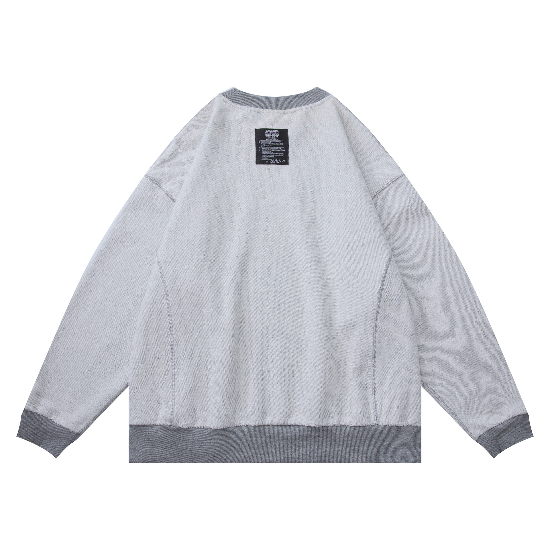 Oversized Contrast Panel Inverted Cotton Blend Graphic Hoodie